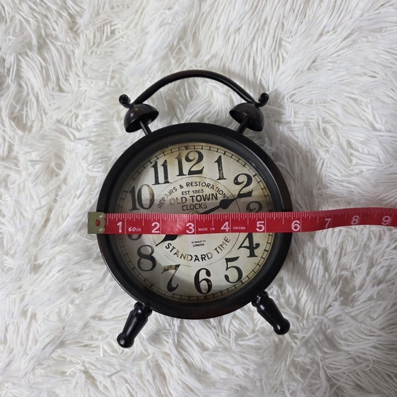 Antique Style Black & Brown Metal Clock Home Decor Office Vintage Inspo - Picture 4 of 6